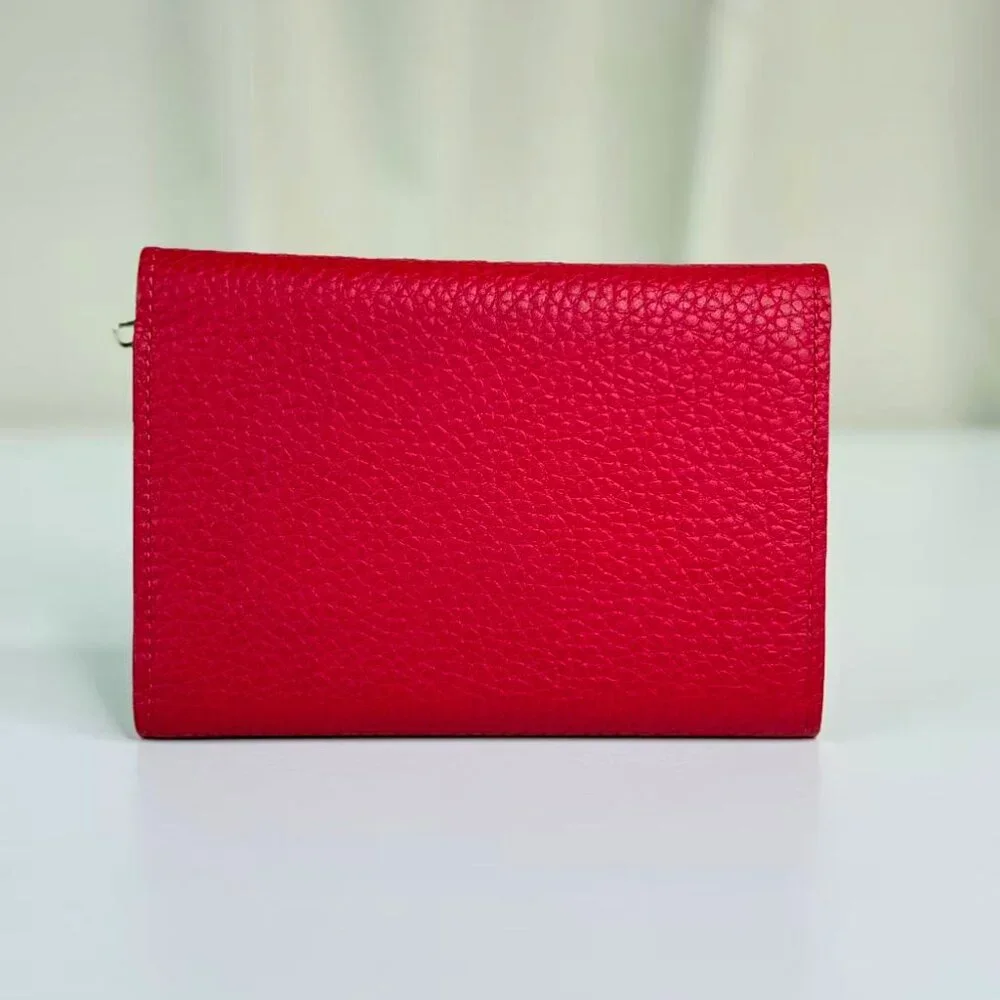 Louis Vuitton Red LV Logo Wallet Full Set with Authentic Orange Box & Cloth - Picture 3 of 9